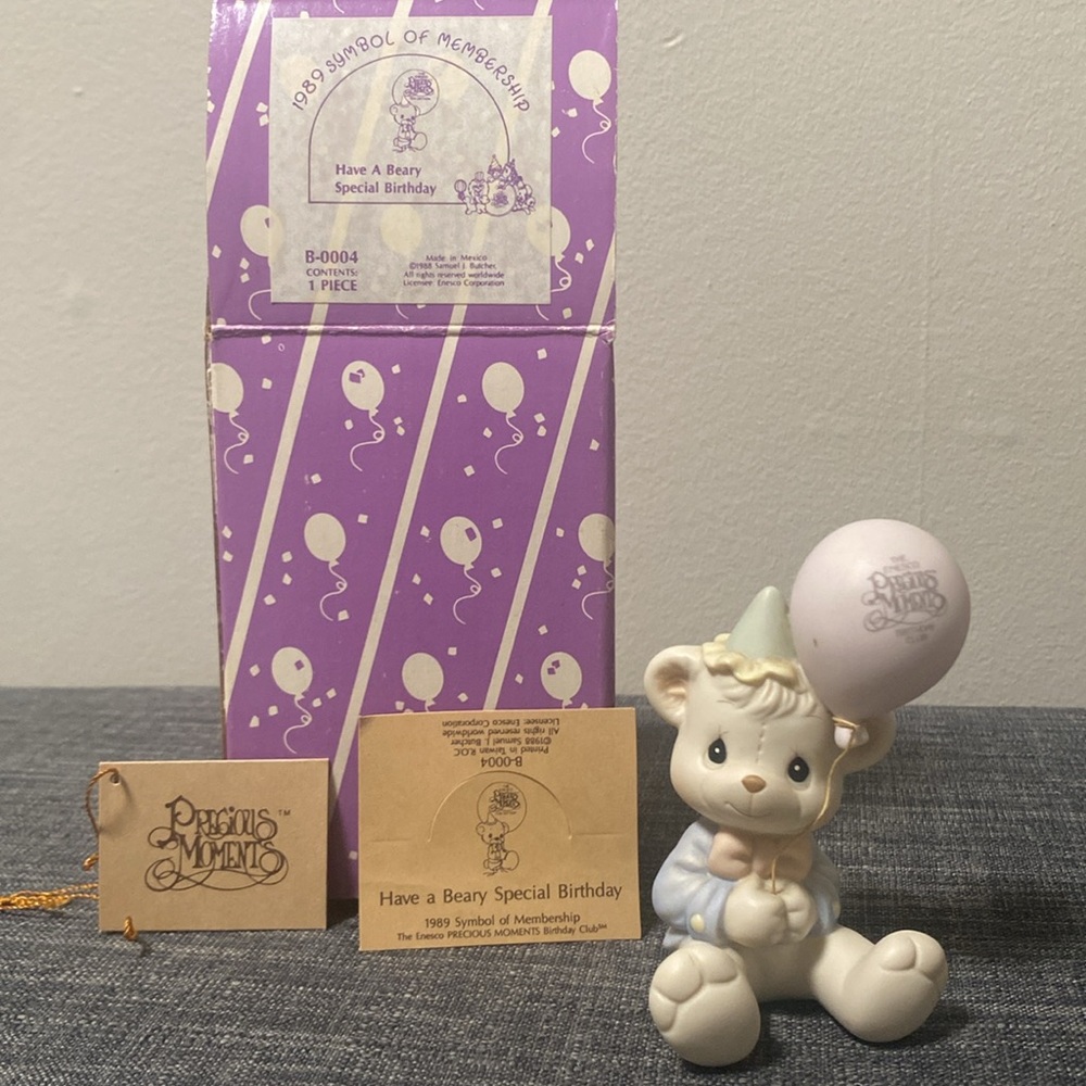 1989 Precious Moments “Have a Beary Special Birthday” Porcelain Figurine - NEW!